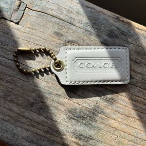 Coach White Leather Keychain yellow on back side Y2K